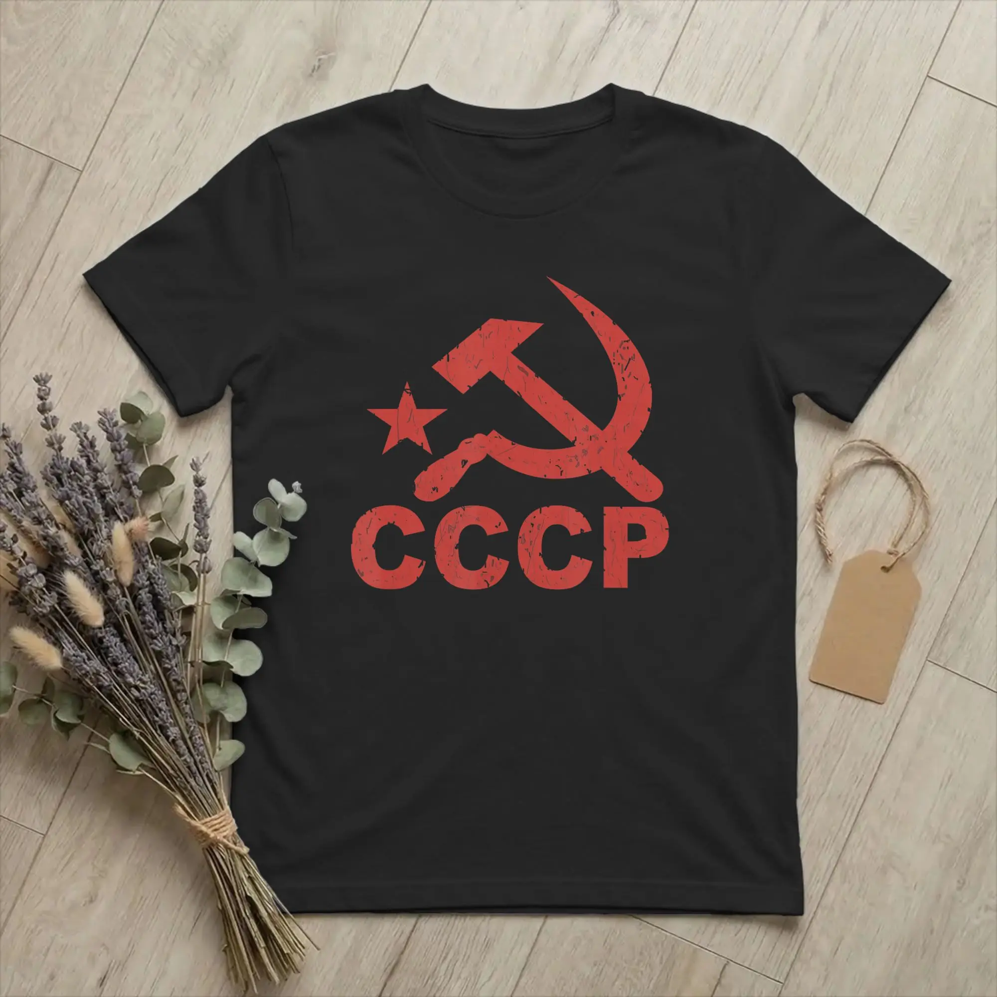 Novelty USSR Soviet Union Russian CCCP T-Shirt Men Round Neck 100% Cotton T Shirts Hammer Sickle Short Sleeve Tees Clothing