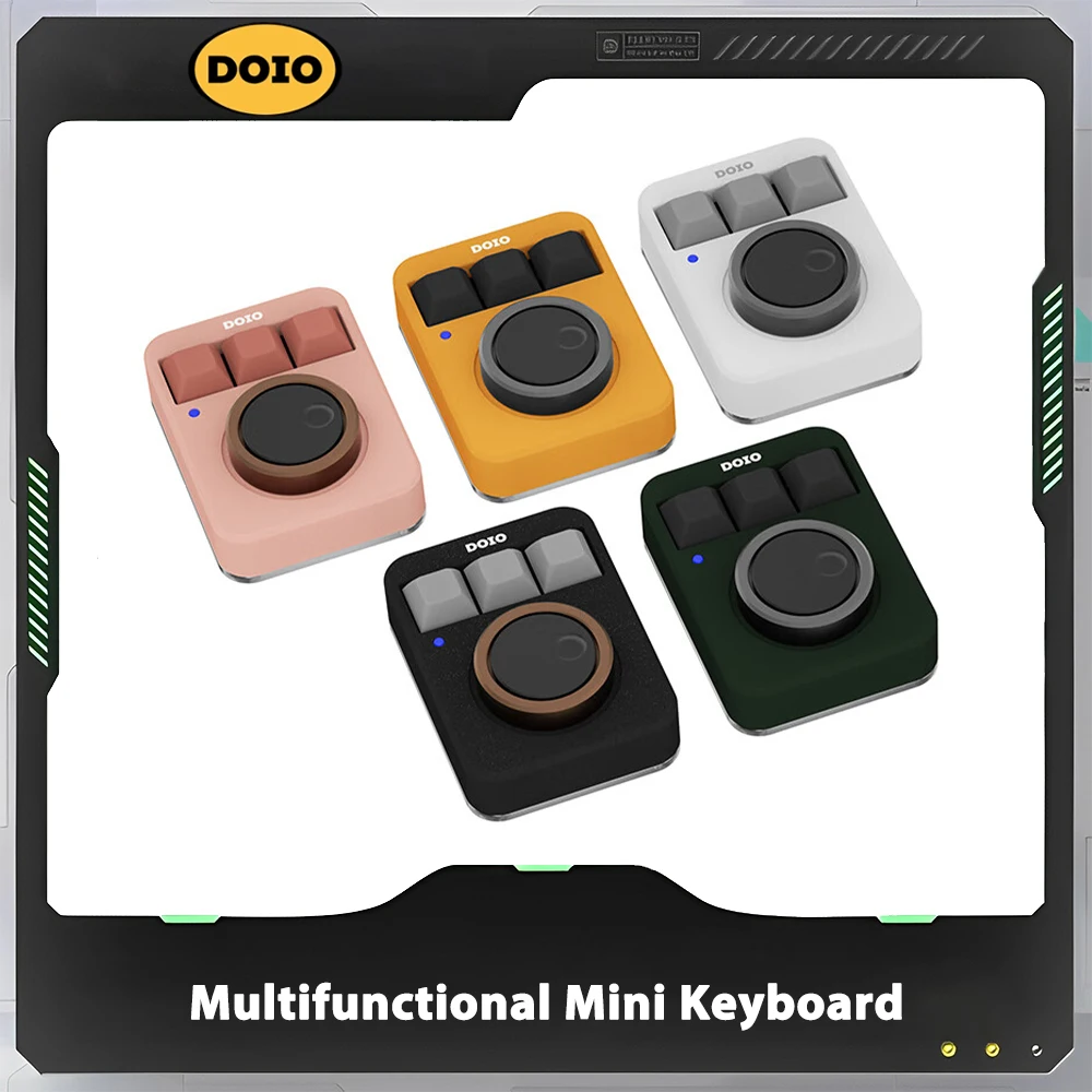 DOIO KB03-01 Mechanical Keyboard Two Knob Aluminum Alloy Hot Swap RGB Customized Mini Keyboard Designer PS Keypad Office Gift