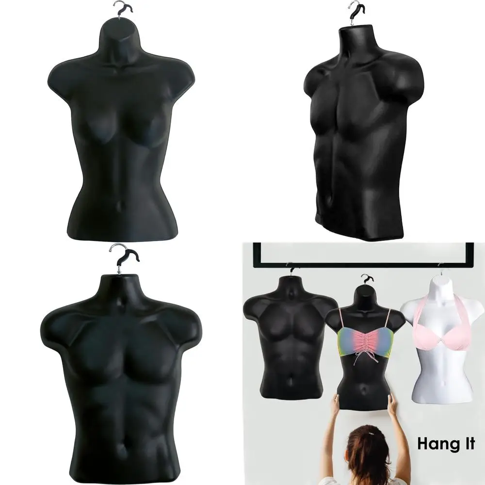 

Черные мужские и женские манекены с округлой талией, крючками для подвешивания и зажимами для одежды, размеры S-M (комплект из 1 шт.)