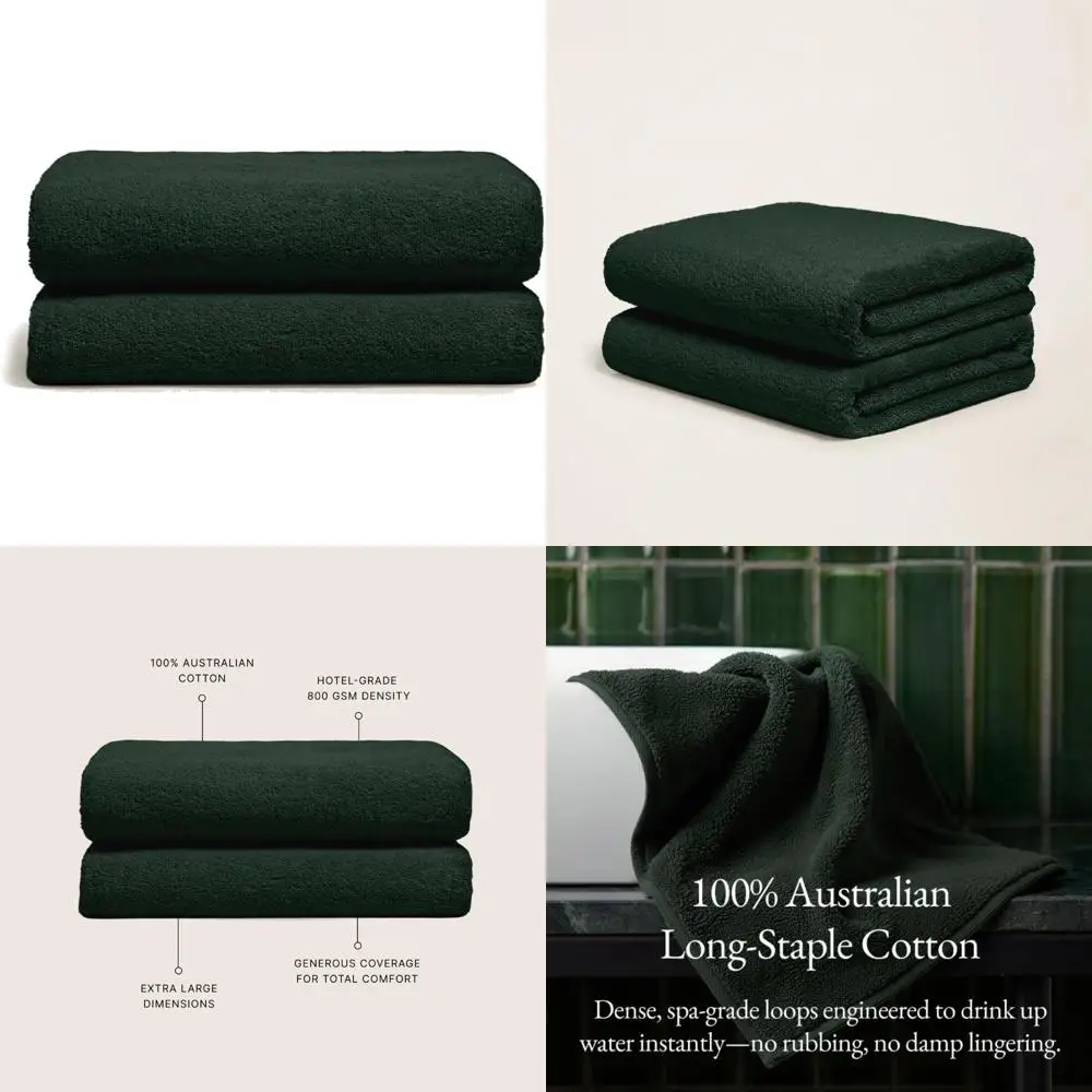 

Luxury Australian Cotton Bath Towels Set of 2, Plush Absorbent Heavy Duty Large, Quick Drying Softness