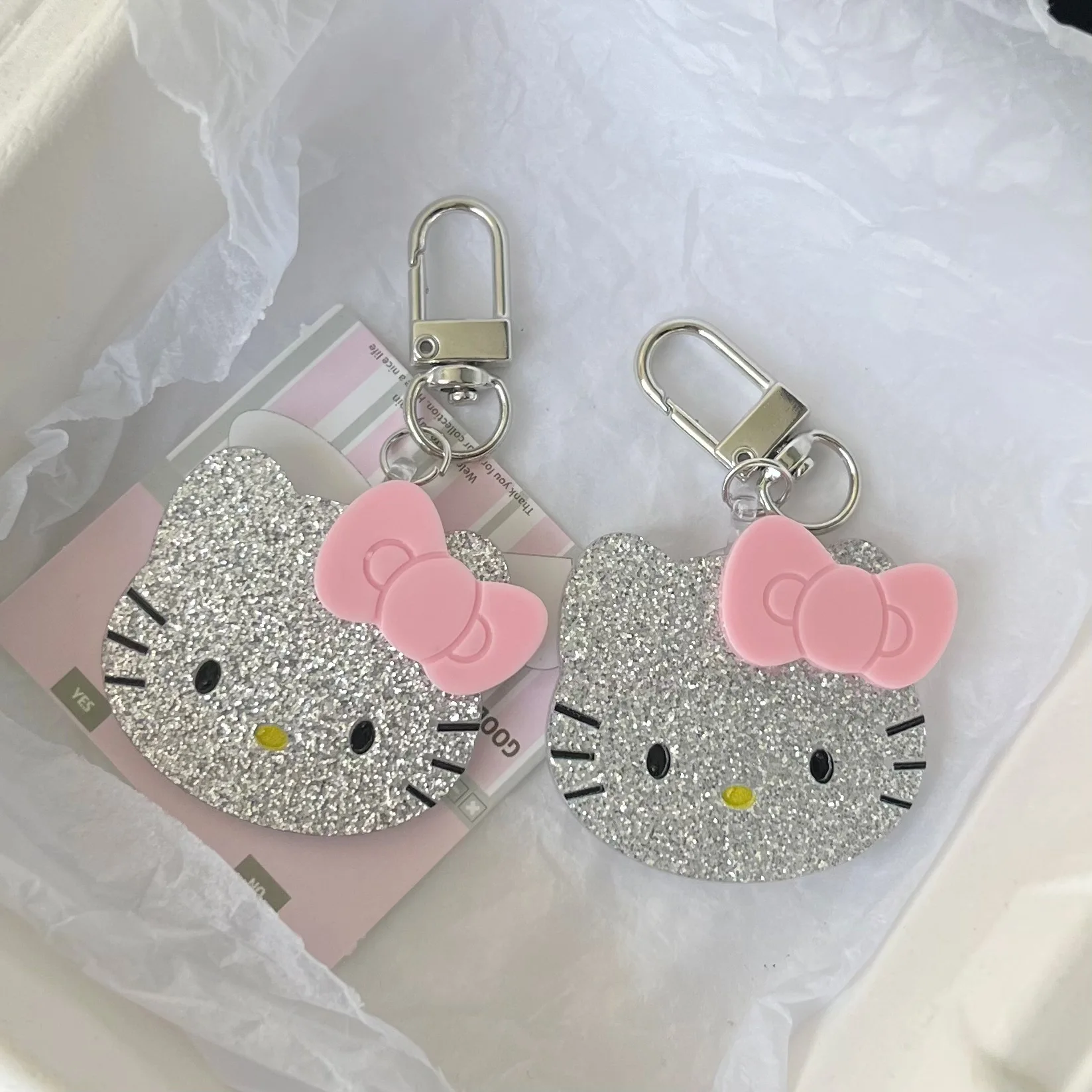 

Hot Selling Sweet Cool Y2k Sparkling Kitten Keychain Ins Girl Heart Backpack Pendant Girlfriend Couple Gift Accessories
