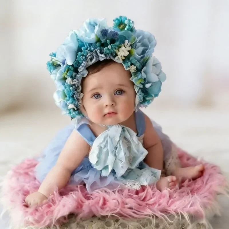 

Реквизит для фотосъемки новорожденных, красочный цветочный колпак ручной работы, аксессуары для позирования в студии, мягкая фотокепочка для младенцев