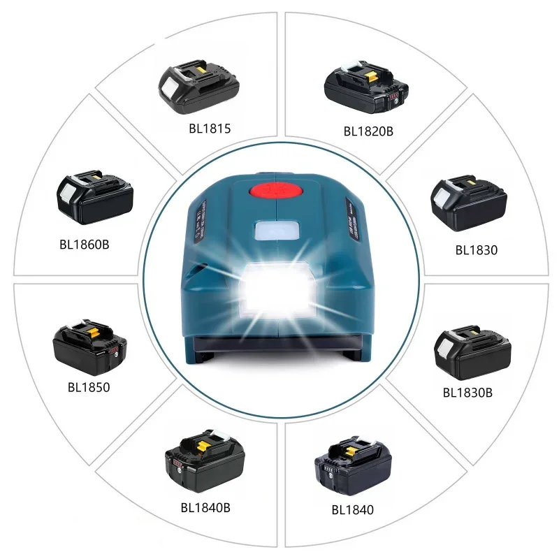 Para makita 18v bateria de lítio ue/eua plug inversor gerador fonte de energia portátil adaptador usb com luz led para makita bl1850