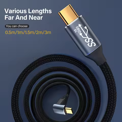 90 Degree USB 3.1 Gen2 Type C To C Cable For iPhone 15 16 17 Samsung Xbox Steam Deck PD 100W 5A Data Charger 4K 60hz Elbow Cord