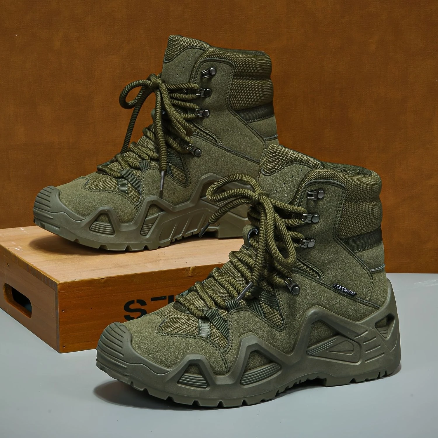 Men High Top Work Boots Breathable Desert Combat Safety Shoes Construction Site Workwear Lace Up Ankle Boots