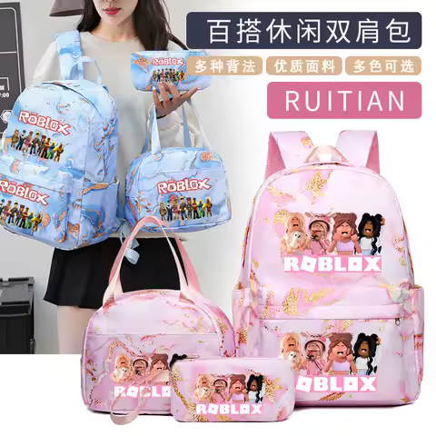 Roblox Backpacks Lunch Bag Set School Bag Pencil Case 3pcs Girl Boy Back To School Gift Leisure Mochila Teens Travel Bags Gift