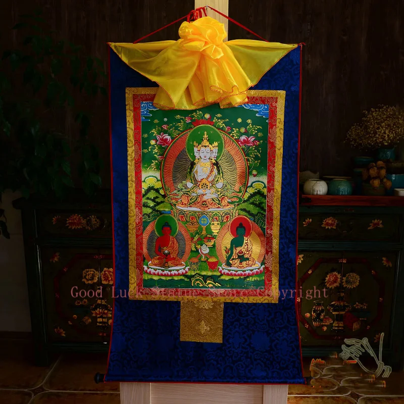 

Wholesale Buddhist supplies--120CM LARGE--Buddhism ART silk Skt Vairocana First Dhyani Buddha Thang-ga Thangka Buddha painting