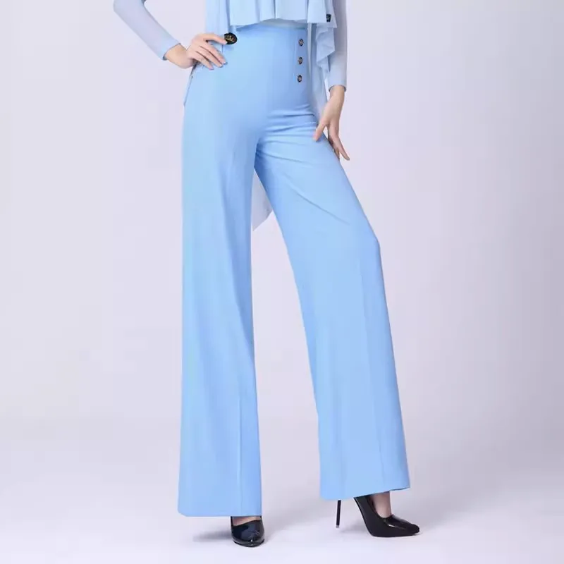 

Elegant Latin Dance Pants Women's 2024 New Performance Wide-Leg Ballroom Clothes Standard Waltz Dance Practice Wear Trousers