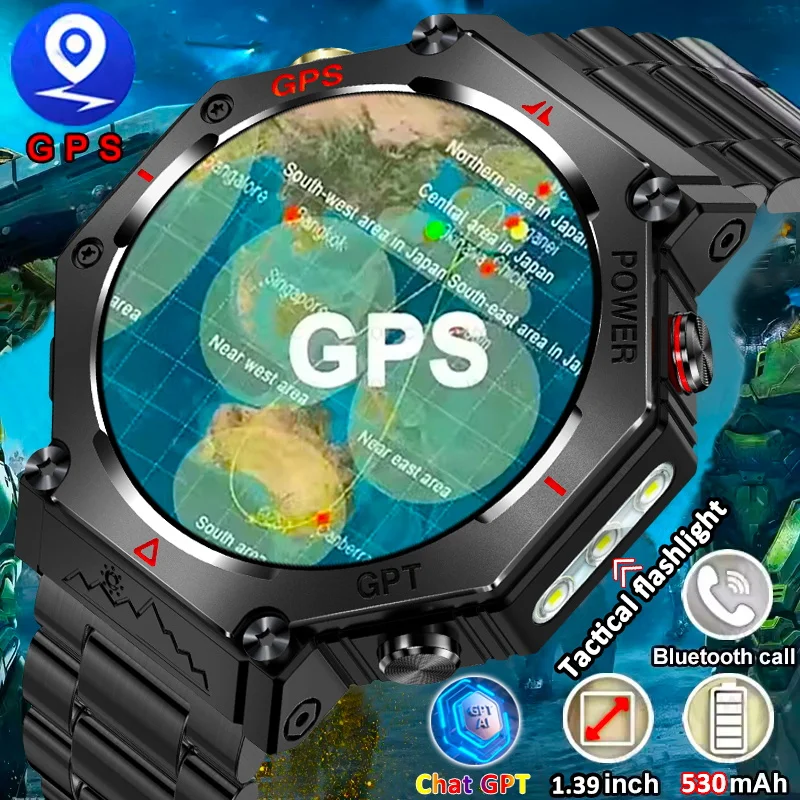 

Новинка 2025 года, умные часы T-Rex 3, GPS, двухдиапазонный GNSS, Bluetooth-вызов, 5 атм, водонепроницаемый компас, тактический фонарик, спортивный браслет для мужчин