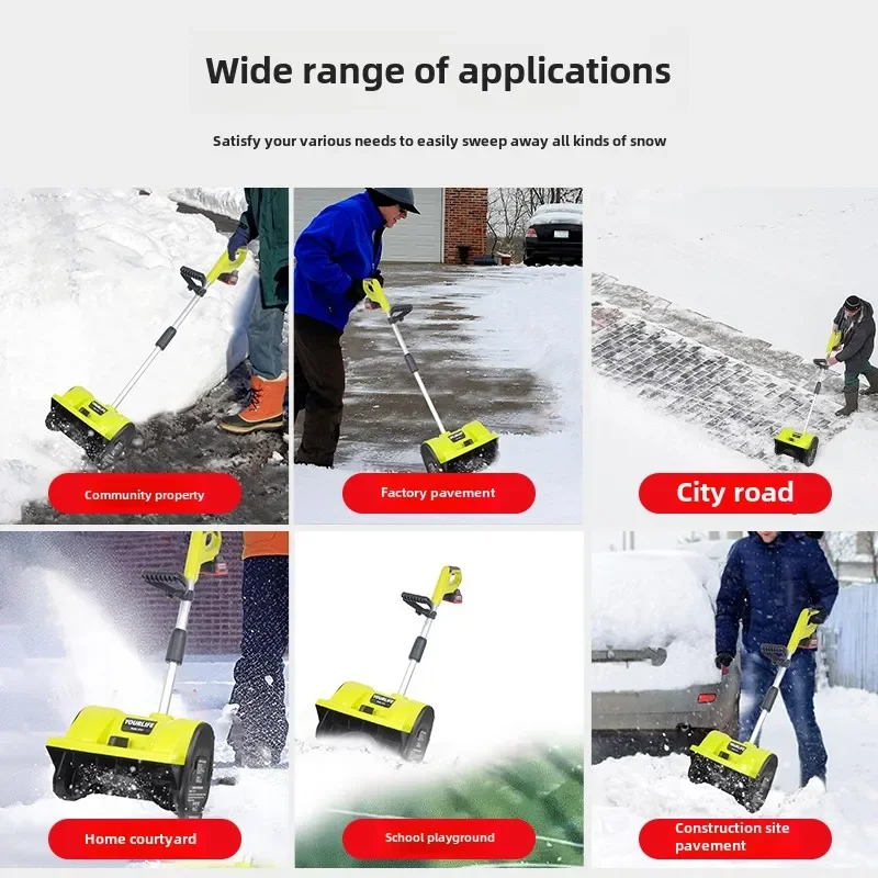 Electric lithium-ion hand-pushed snow thrower small school road snow clearing artifact plow road greenhouse snow blower