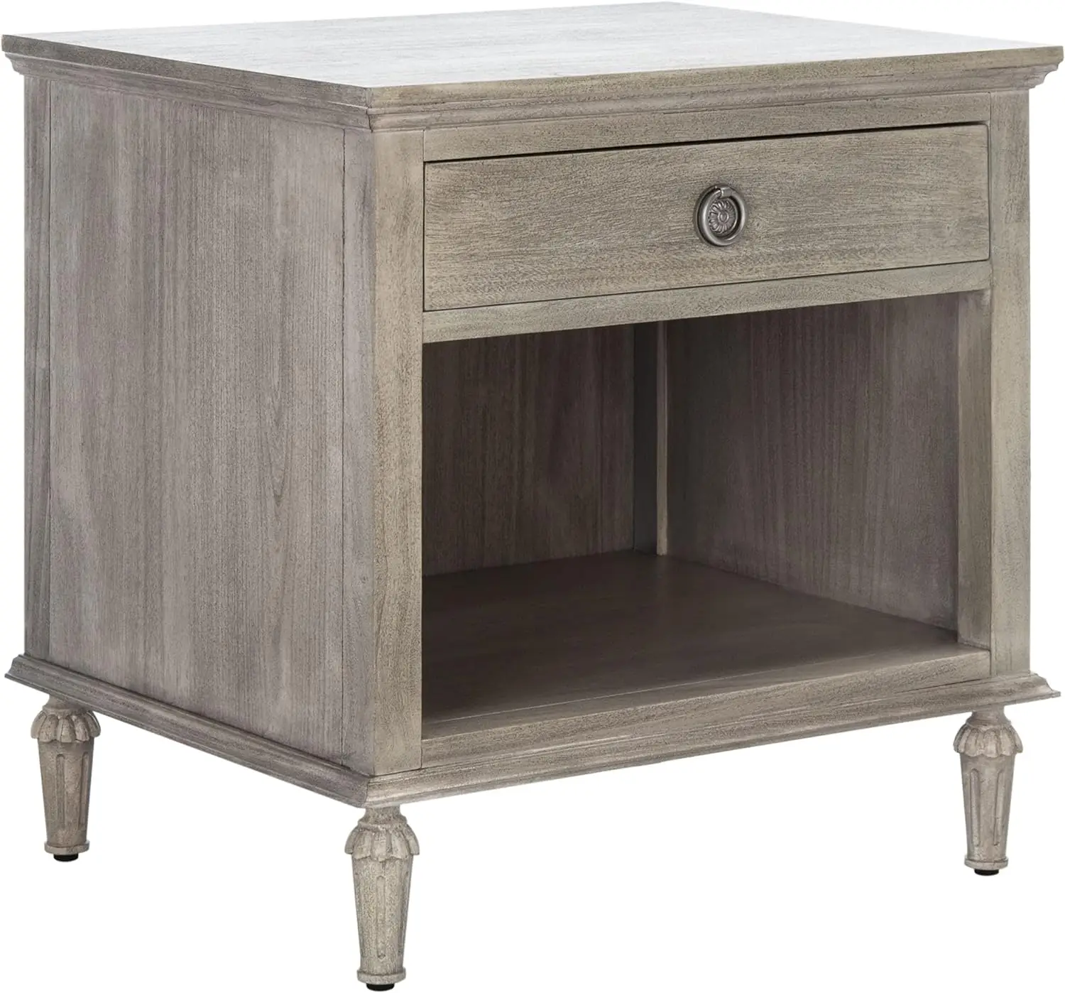 

SAFAVIEH Light Grey Shelf (Fully Assembled) Couture Home Collection Lisabet 1-Drawer Wood Nightstand