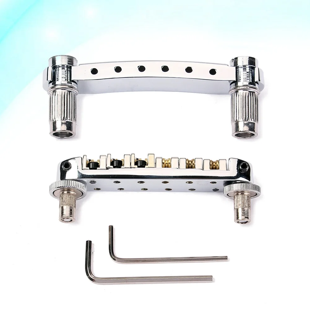 

Roller Saddle Bridge Tailpiece Kit For Style Electric Guitar Replacement Chrome Plated Die-Cast Metal Instrument