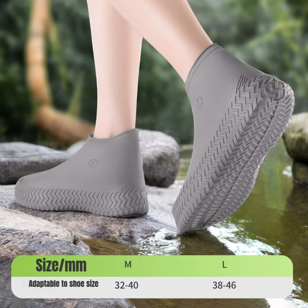 1Pair Thick Latex Non-Slip Waterproof Shoe Covers Reusable for Men Women Outdoor Travel Rain Snow Mud Sand Protection
