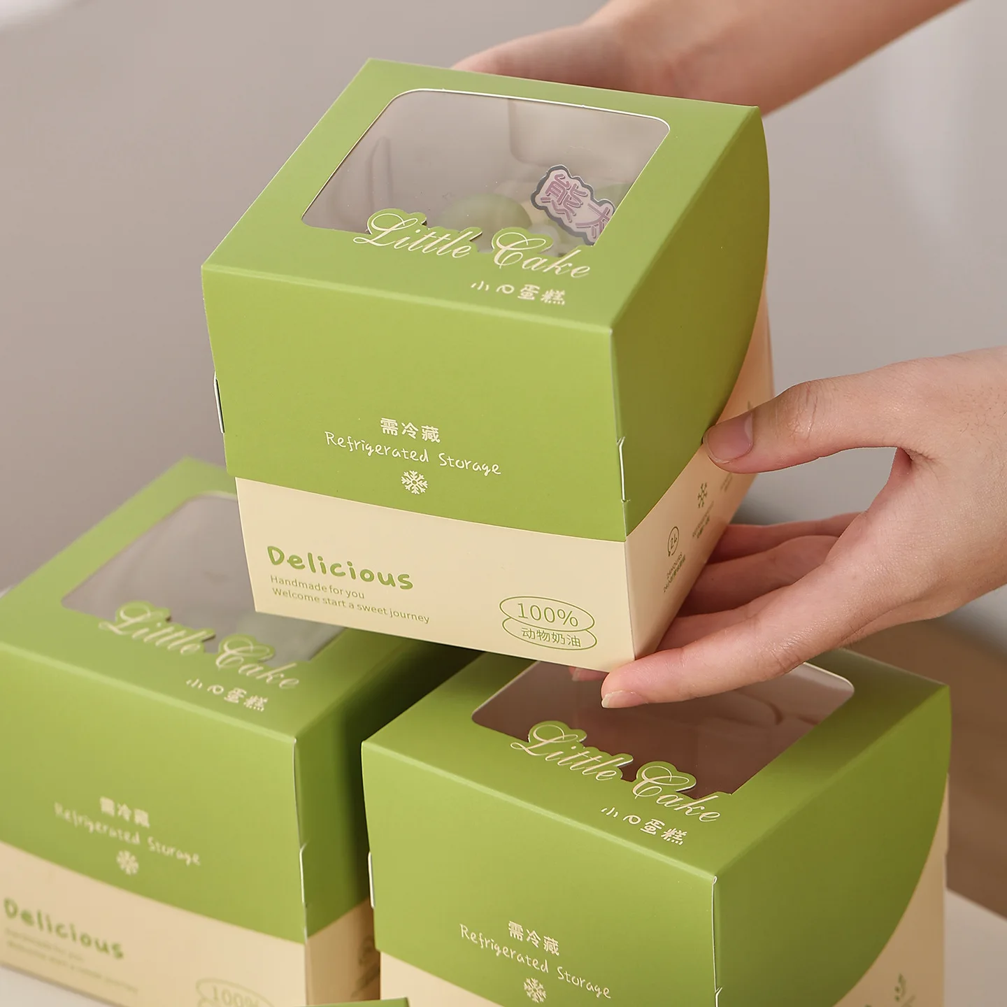 Handheld Cake Window Wrapping Case Transparent Packaging Box for Baked Mousse Desserts Eco-friendly Materials Bakeware 50pcs