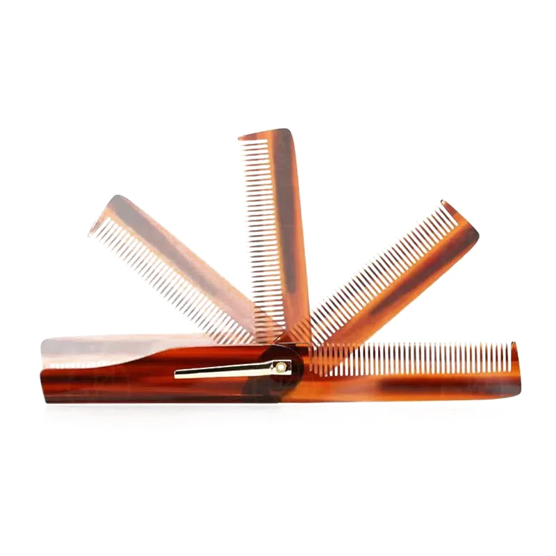 Portable Foldable Pocket Combs Oil Head Plastic Beard Combs Hair Styling Tool Combs For Man Women Folding Comb Barber Hair Tool.