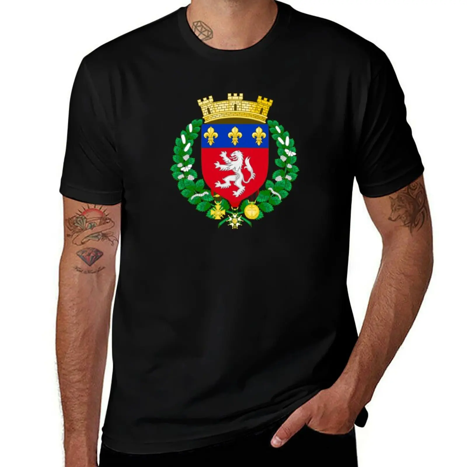 Coat of Arms of Lyon, France T-Shirt Street Style Casual Tee Shirt T-Shirt
