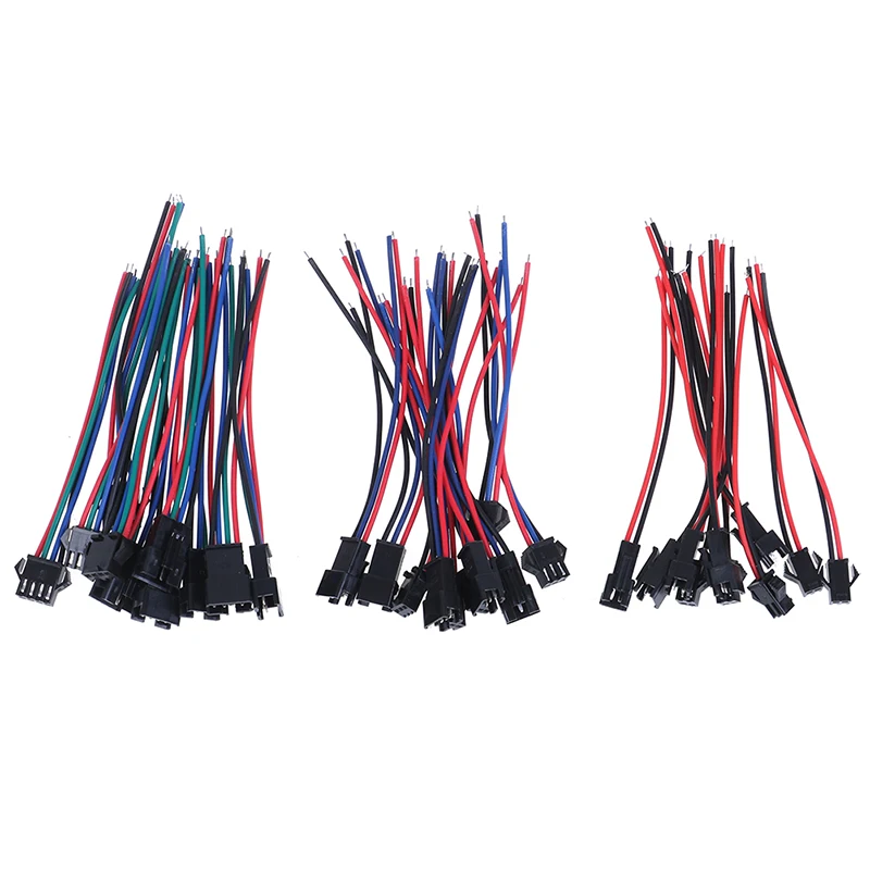 5Pairs SM 2Pin 3Pin 4Pin Male and Female LED Strip Wire Connector 20cm