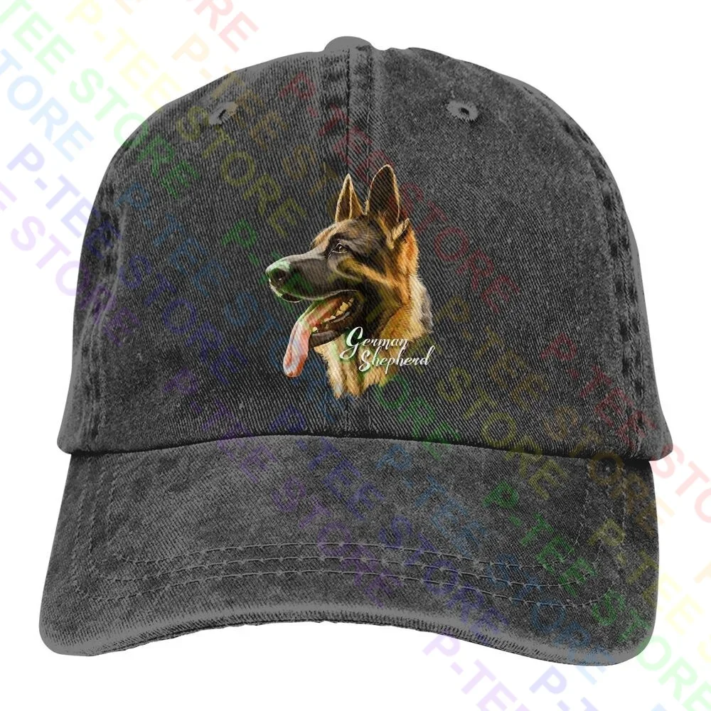 German Shepherd Sharp Dog Washed Denim Baseball Cap Trucker Hats Rare Best Seller