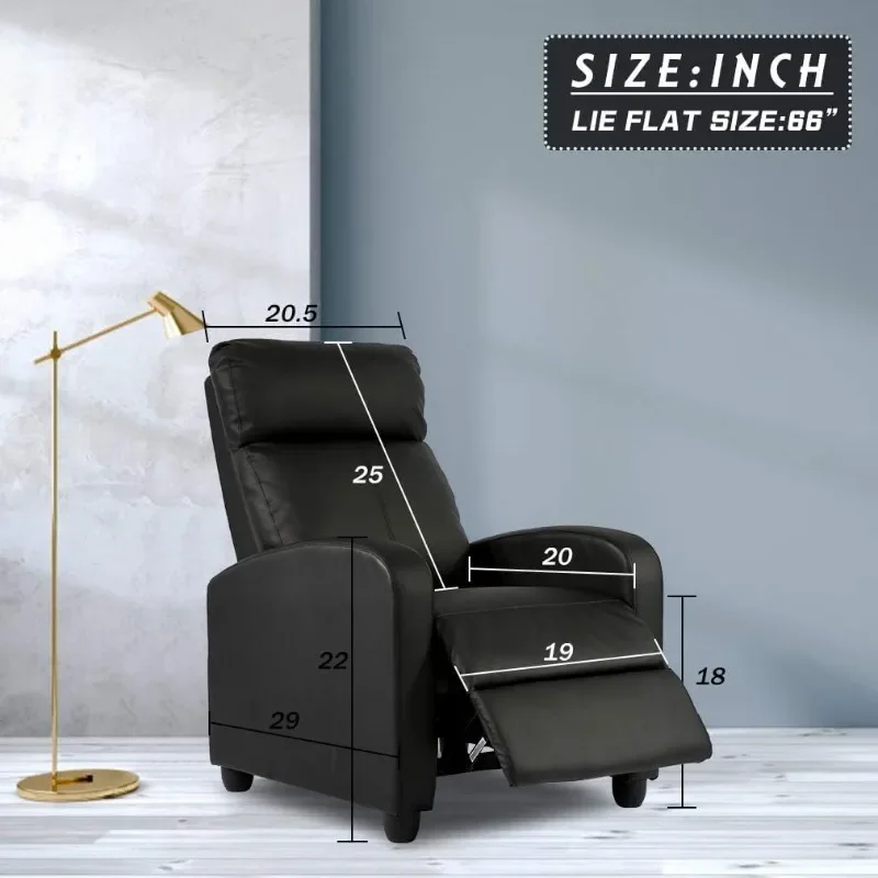 NEW.Recliner Chair for Living Room Home Theater Seating Single Reclining Sofa Lounge with Padded Seat Backrest (Black)