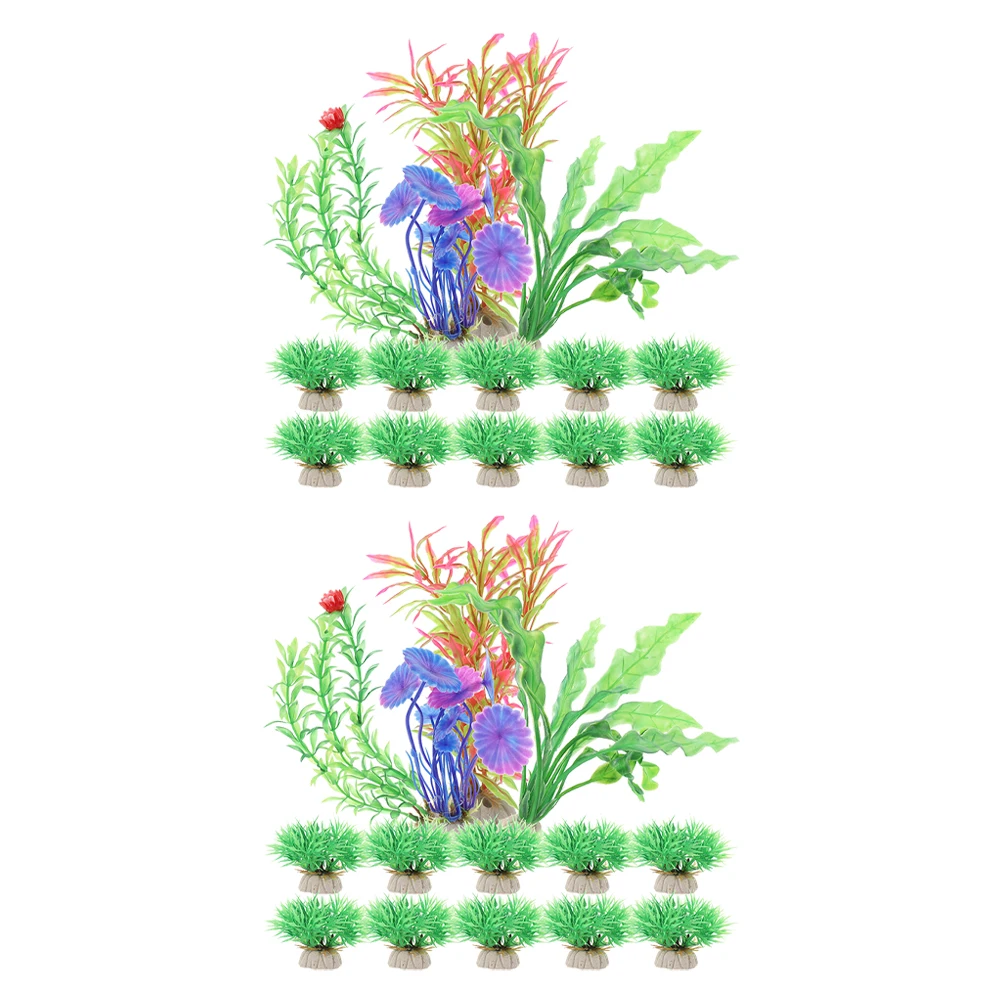 

28pcs Water Grass Decoration Set For Aquarium Artificial Plants Fish Tank Landscape Prop Aquatic Plant Decorations Fake Tropical