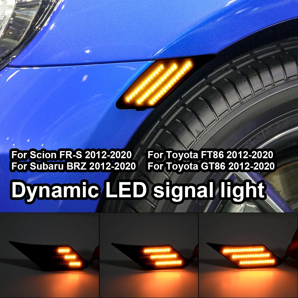 For Toyota FT86 GT86 Scion FR-S Subaru BRZ 2012-2020 Car LED Dynamic Turn Signal Light Side Marker Fender Lamp Accessories