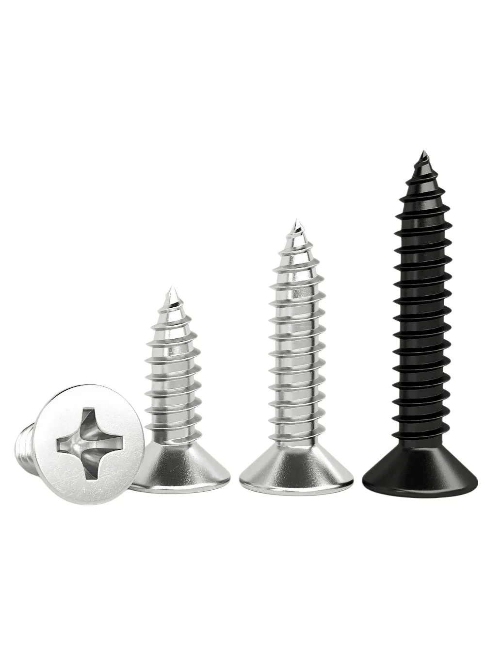M4x30 M5x22 M6x20 Black 304SS Flat Countersunk Head Self‑Tapping Screws Heavy‑Duty Fastener for Construction & Furniture