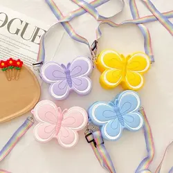 Children's Silicone Coin Purse Cartoon Butterfly Lightweight Load-reducing Wear-resistant Girls Gift Princess Shoulder Bag