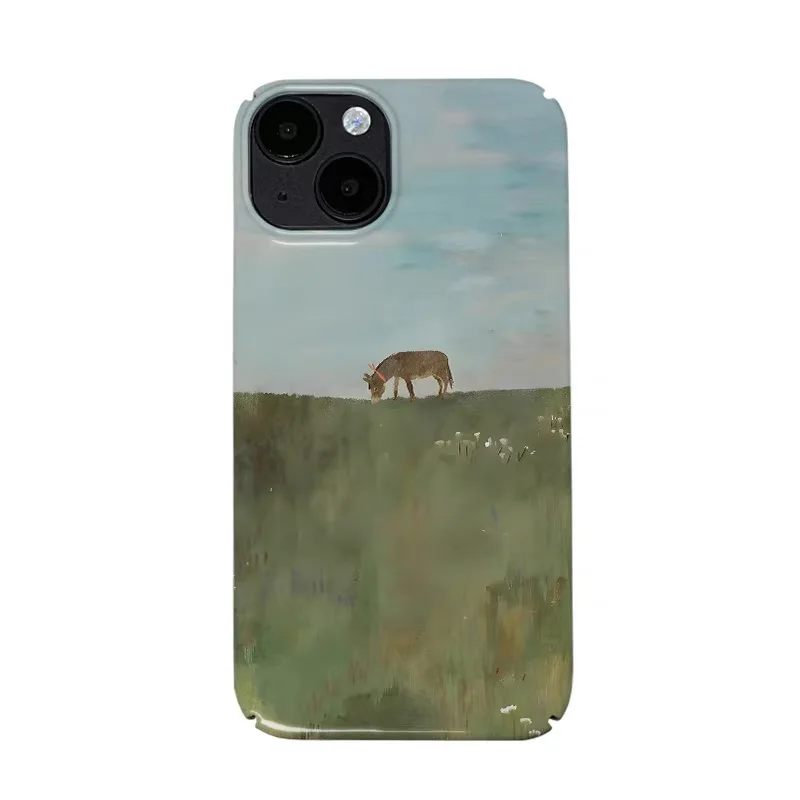 

Grassland Oil Painting of A Horse Grazing on Grass Phone Case for IPHONE 17Air 16E 15PROMAX 14 13 12MINI 11 Acrylic Phone Cover