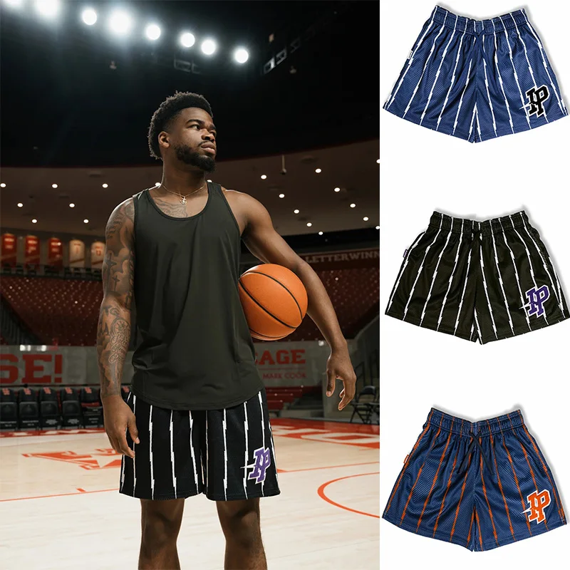 Pantalones cortos de malla para hombre, shorts transpirables de secado rápido, estilo informal, ideal para deportes de baloncesto, Verano