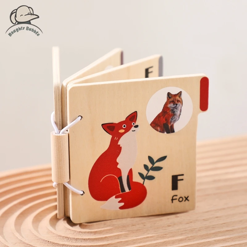 New Baby Toys Cartoon Animals Baby Wooden Card Book Educational Ringed Book Toys Enlightenment Baby Toy 0-12 Months Newbaby Gift