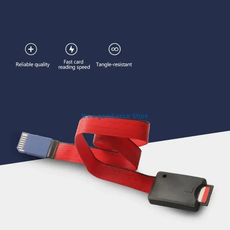 Flat Ribbon Memory Card Extension Cable 50 for Recessed Device Bays, Male to Female Cable with Guided Card Entry Design and