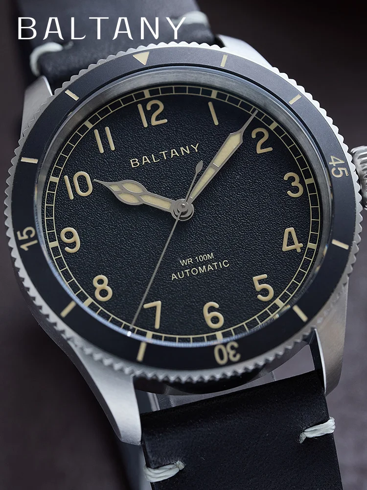 

Baltany S2076 38mm Pilot Watch For Man 10ATM Waterproof Khaki Aviation Homage Watch Vintage Automatic Military Wristwatch