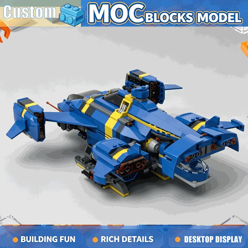 NEW 649Pcs Sci-Fi Assault Gunship Model Building Blocks Custom Puzzle DIY Creative Assembly Educational Toy Birthday Gift Series
