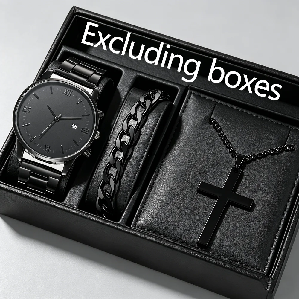 3pcs-trendy simple fashionable quartz watch men's women's fashionable multifunctional pendant bracelet necklace set accessories