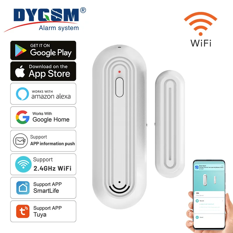 

Обновление интеллектуальной защиты, датчик двери Tuya WiFi с сигнализацией 90 дБ, безопасность вашего дома, совместимо с Alexa и Google Home.
