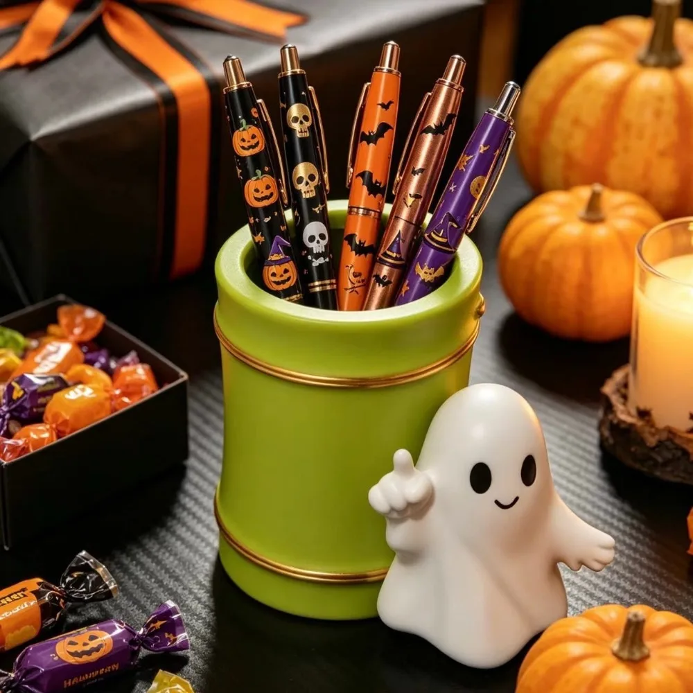 Halloween Cute Ghost Pen Holder Mini Planter, Creative Desktop Figurine, Office Table Ornament for Holiday Party Decoration