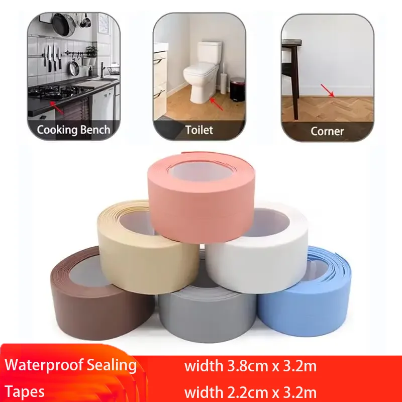 

Shower Bath Sealing Tape Strips for Bathroom Kitchen 3.2m Seal Caulk Strip Sink PVC Self Adhesive Waterproof Wall Sticker