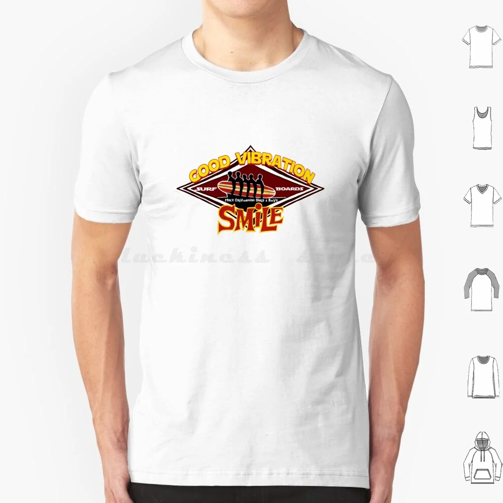 Good Vibration Retro Vintage Sixties Surf Boards Style Beach Boys Diamond California Smile T Shirt Big Size 100% Cotton Beach
