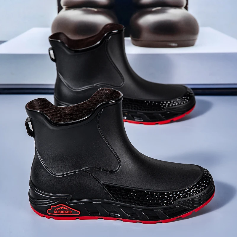 

Мужские и женские водонепроницаемые ботинки до щиколотки, нескользящие рабочие ботинки на платформе с мягкой подошвой, дождевые ботинки, мужские ботинки