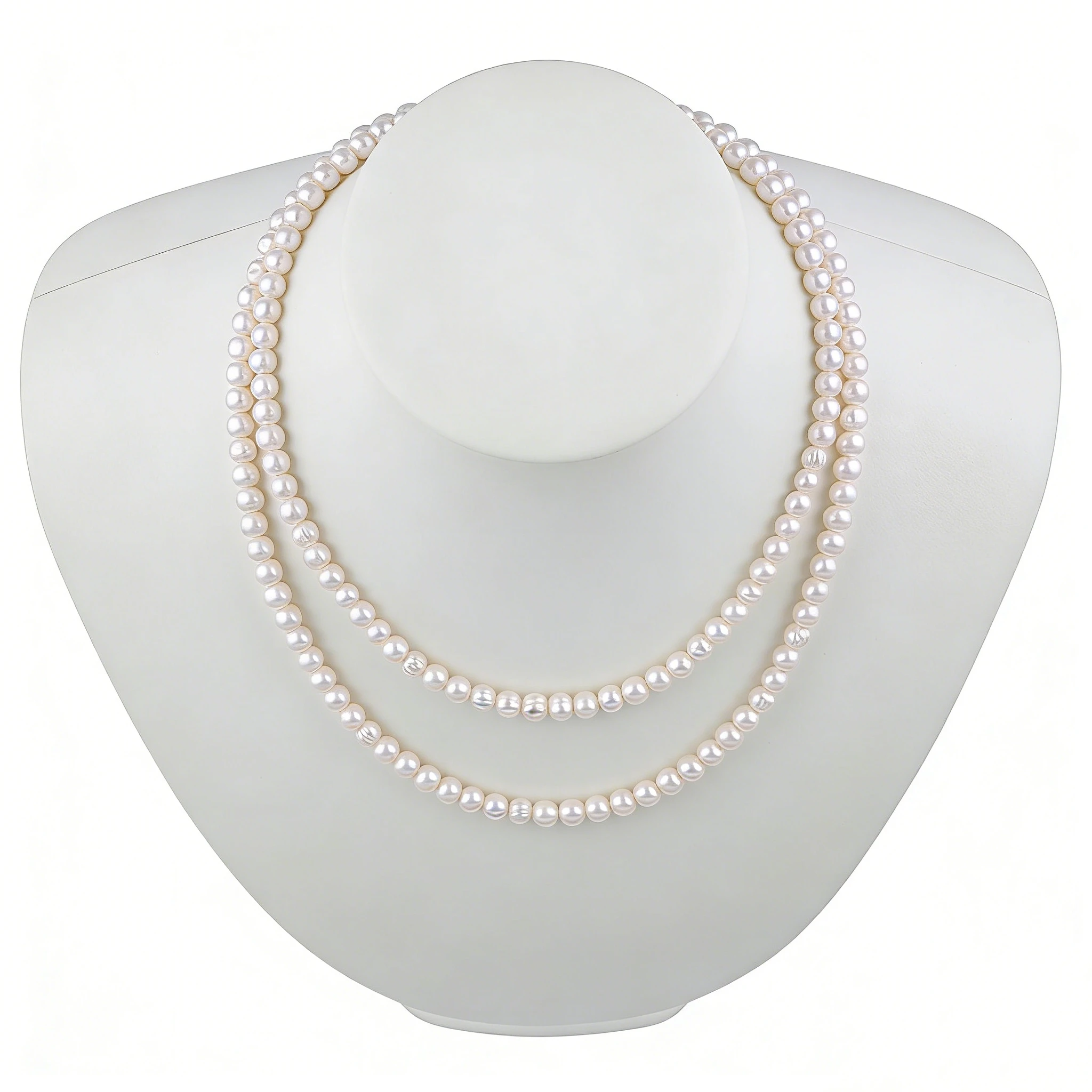 Cadena de perlas de agua dulce JSS de 3-9 mm con forma de patata blanca, collar de perlas redondas naturales