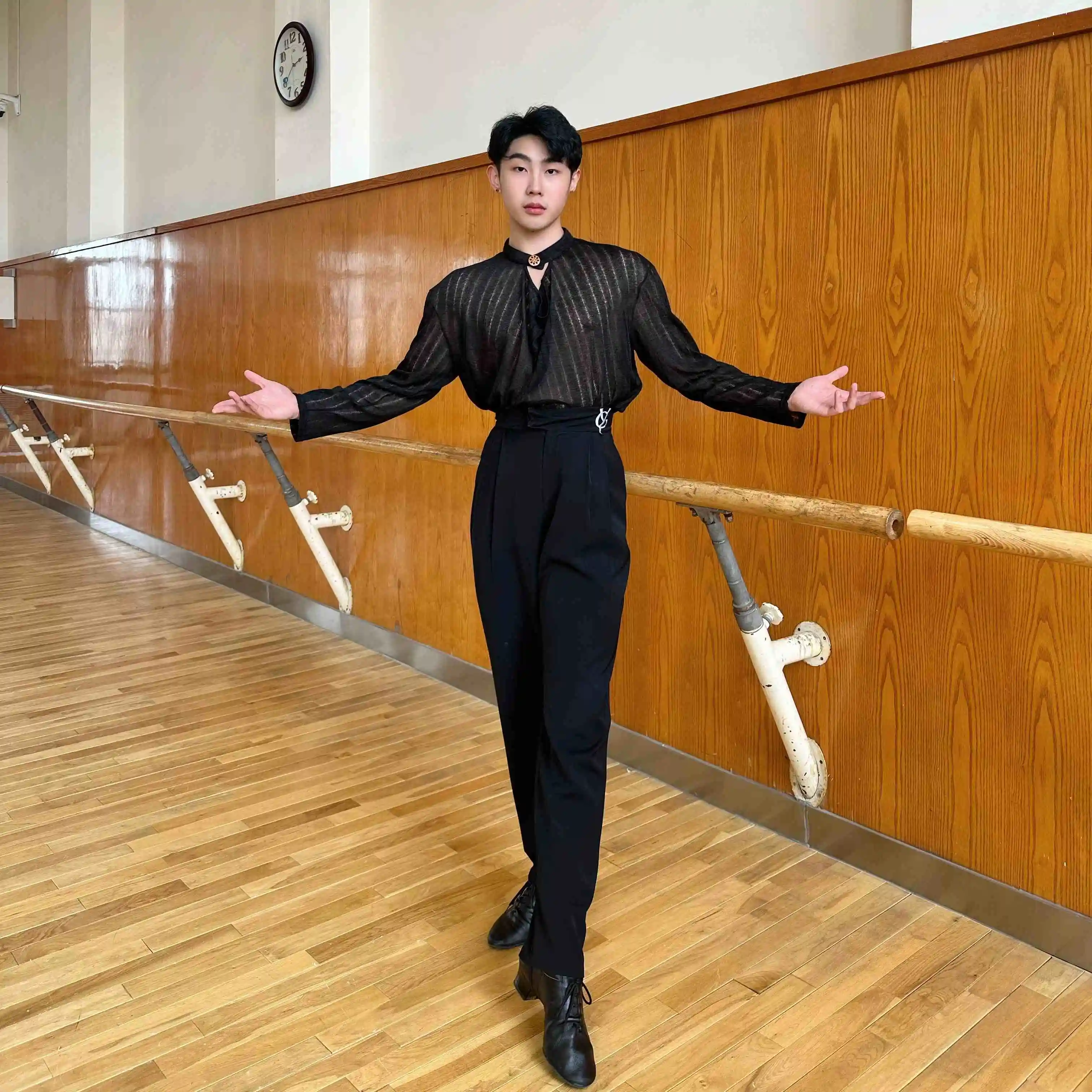 2025 New Latin Dance Pants For Men Chacha Rumba Tango Adult Male Performance Stage Costumes Modern Dance Practice Pants DQS20044