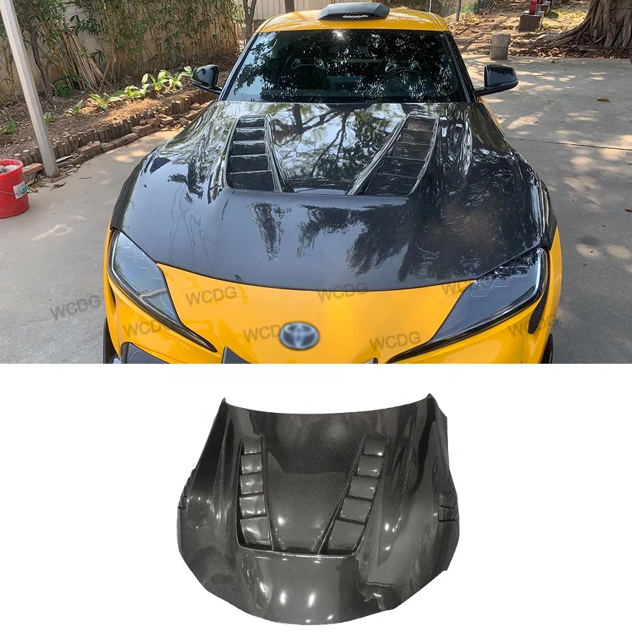 

Carbon Fiber Front Engine Hood Cover for Toyota Supra A90 A91 Mk5 2019+ TV Style Front Engine Bonnet Vented Hood Exterior Parts