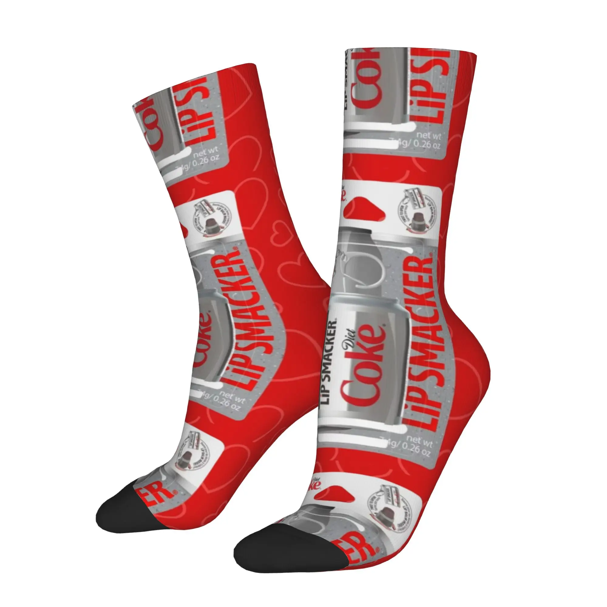 Calcetines divertidos con diseño de Coca-Cola, bálsamo labial con sabor a Coca-Cola, calcetines de hombre con estampado de calidad Harajuku, calcetines casuales para hombre