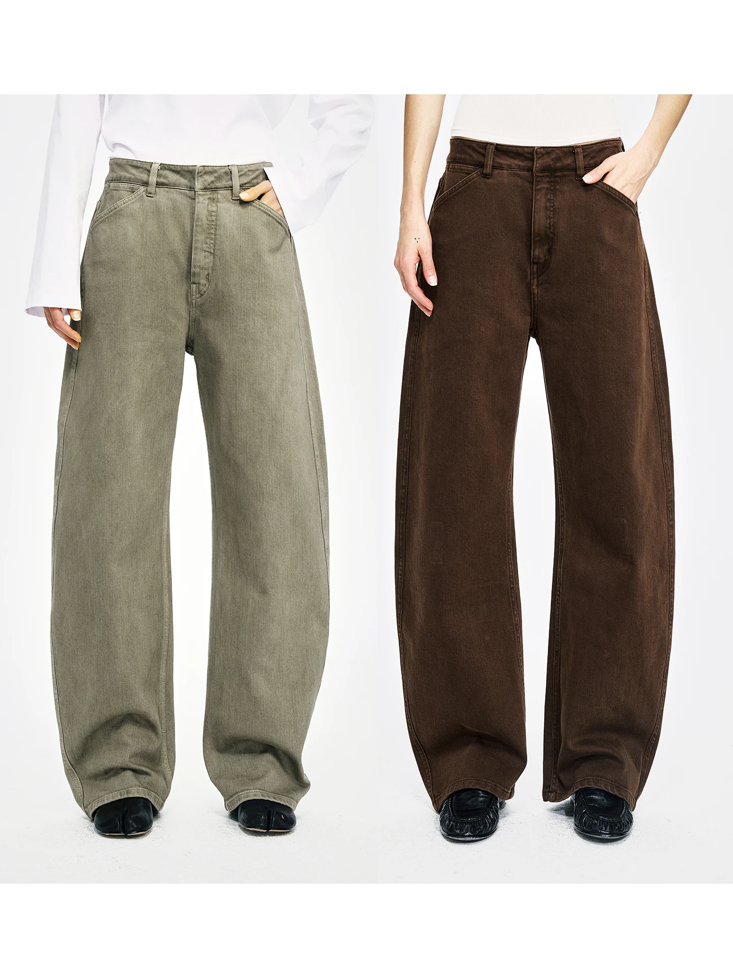 

Ayuko LEMIRE Элитный бренд Тяжелые джинсовые хлопковые бамбуковые текстуры Окрашенные свободные брюки-ножи Ape Женские джинсы премиум-класса