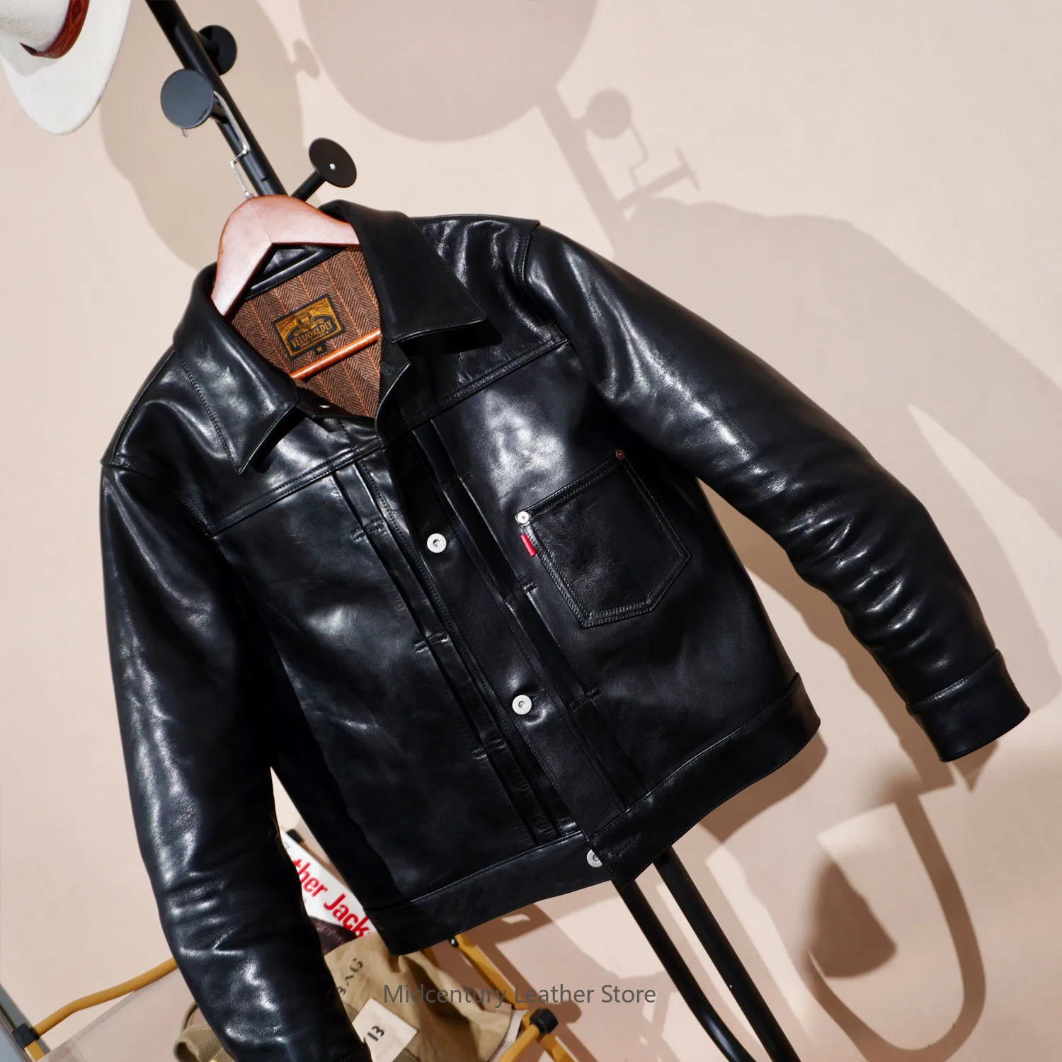 1.5MM classic replica type1 war 506 vegetable tanned horse leather locomotive American retro jacket