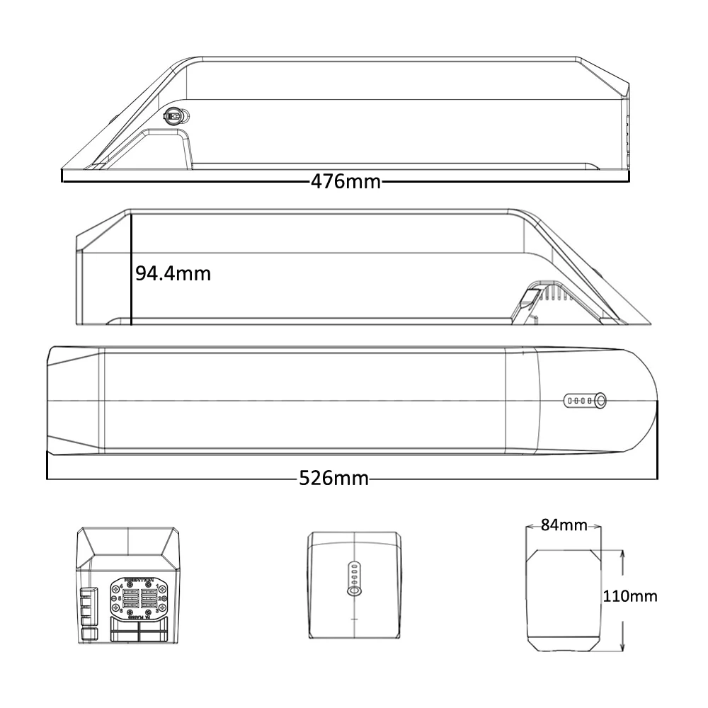 Reention Kirin Li-ion Replacement Battery Pack for Kepler Electric Fat Tire Bike, Side Release, 52V, 20Ah, 1040Wh