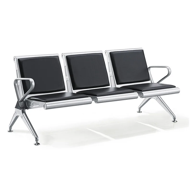 Modern Three-Person Durable Metal Leather Cushion Waiting Chair Direct Factory Sale For Airport School Office Bank Hospital