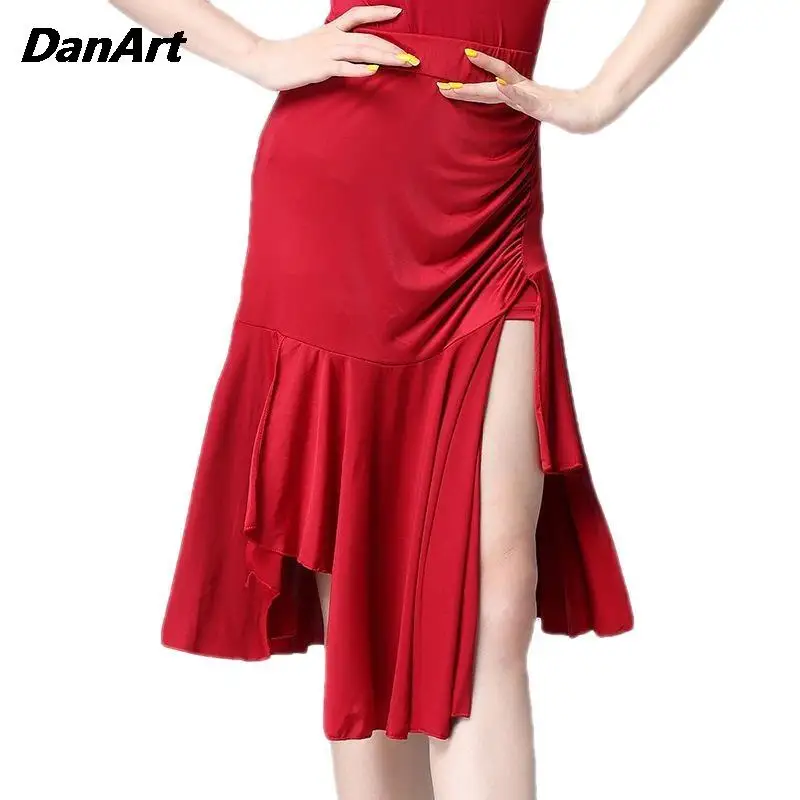 ใหม่ผู้หญิงเต้นรําละตินกระโปรงบัลเล่ต์ Samba Tango Salsa Dancewear สุภาพสตรีเซ็กซี่เต้นรําการแข่งขันกระโปรงสั้นเสื้อผ้า