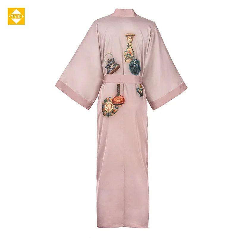 Factory Direct sales Hangzhou silk pajamas 100% Mulberry silk new casual lengthened home wear can be reserved fabric