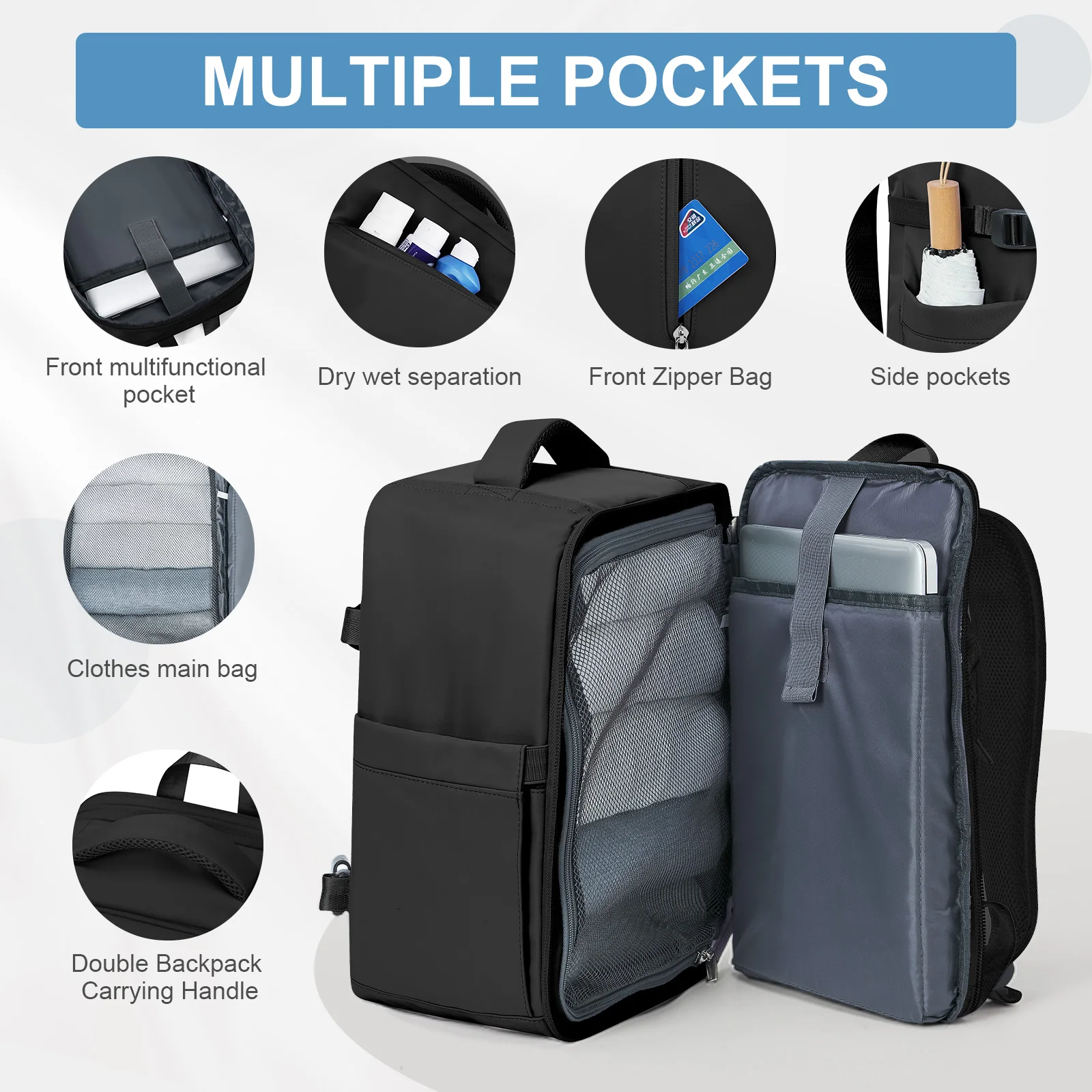 Backpack for Men Multifunctional Notebook Backpack Packing cubes Women Backbag Ryanair 40x20x25 Hand Luggage Leisure Laptop Pack